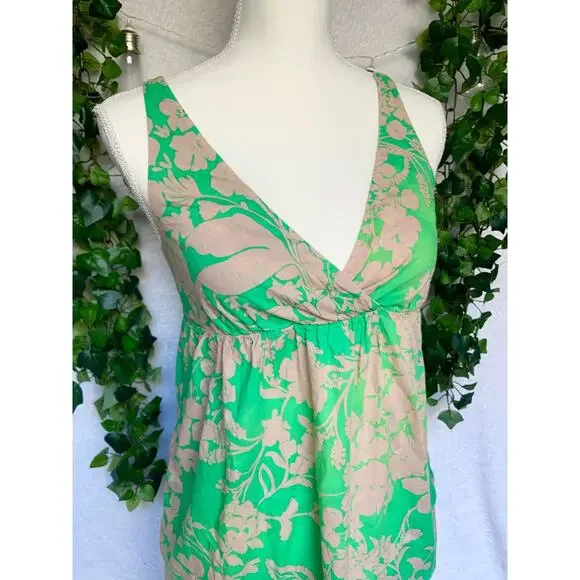 Old Navy Made in Indonesia Floral Green and Tan Mini Dress Women’s Size Small - Picture 4 of 9